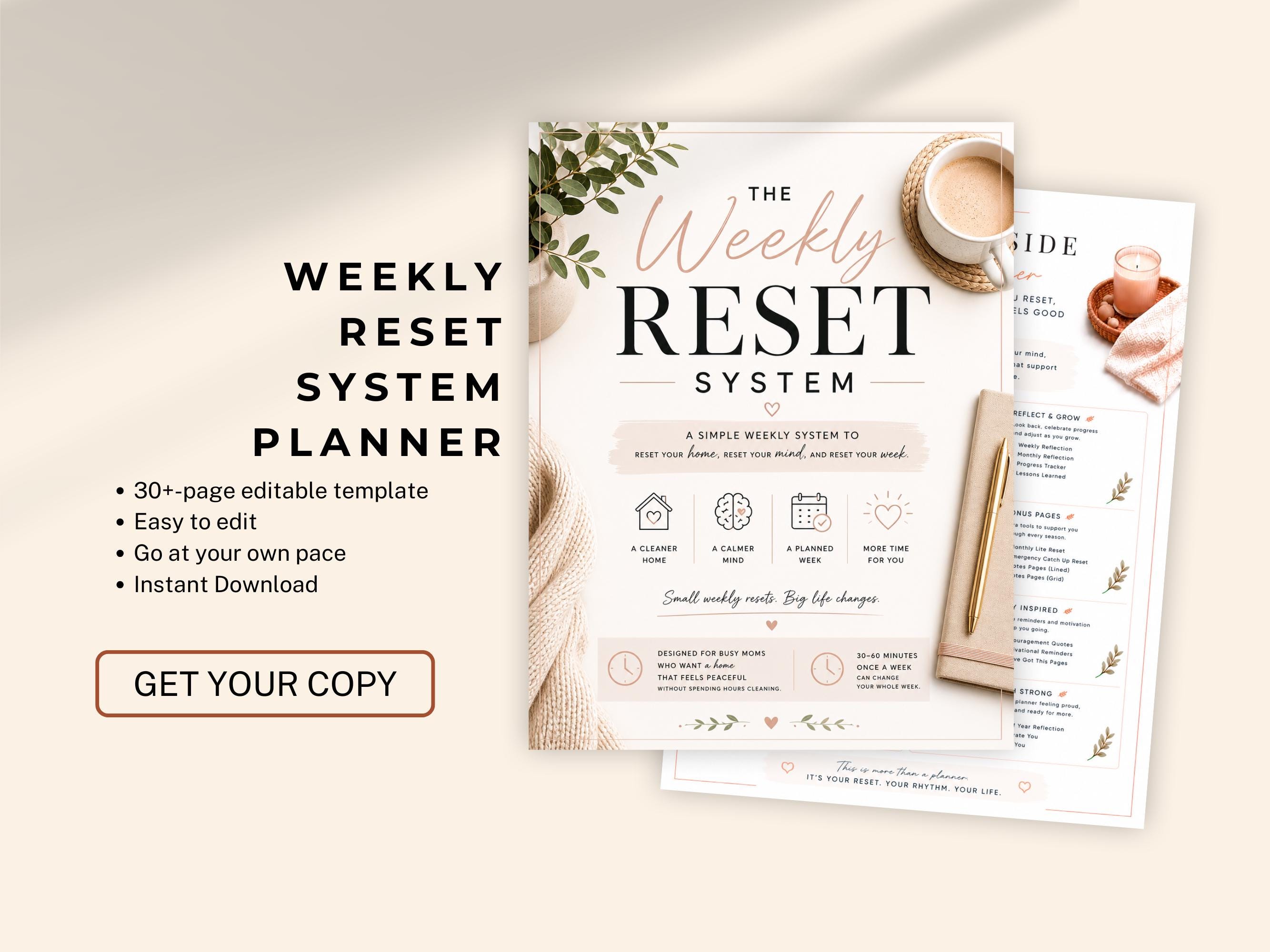 Weekly Reset Planner Bundle | Home Management System, Sunday Reset ...