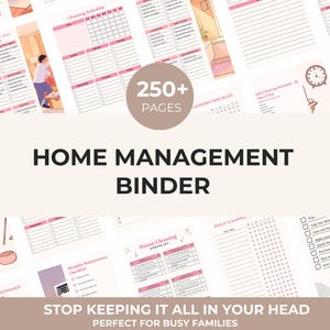 Huisbeheermap afdrukbaar | Gezinsplanner pdf | Huishoudelijke opberger | Schoonmaakschema | Budget- en maaltijdplanner voor drukke moeders