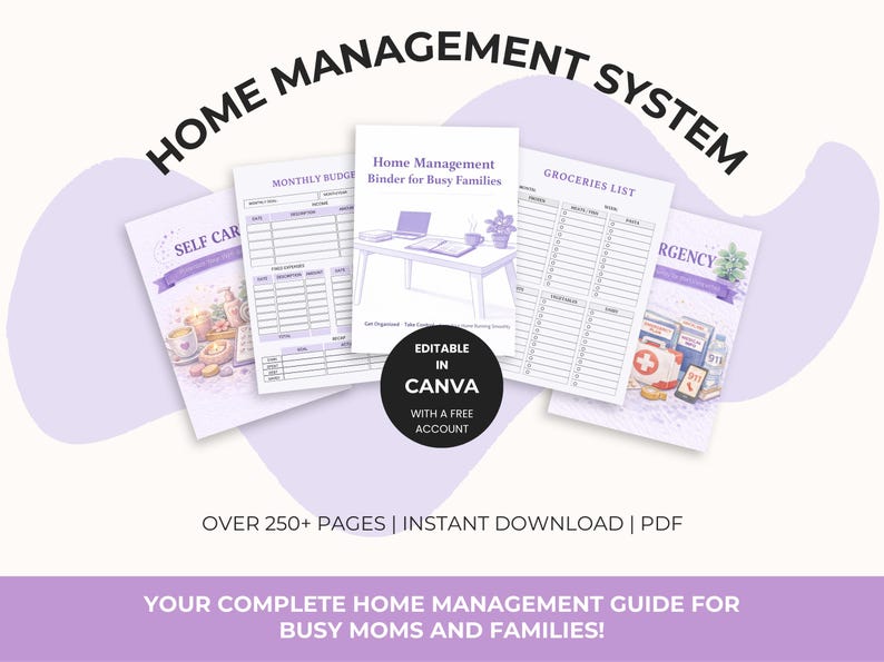 Home Management Planner Bundle | Printable Household Binder | Stay at ...