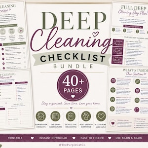 Deep Cleaning Checklist Bundle + Planner | Printable Cleaning Schedule, Home Reset System, Cleaning Tracker, Busy Mom Organizer