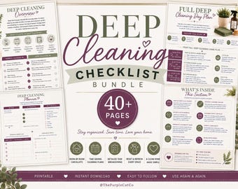Deep Cleaning Checklist Bundle + Planner | Printable Cleaning Schedule, Home Reset System, Cleaning Tracker, Busy Mom Organizer