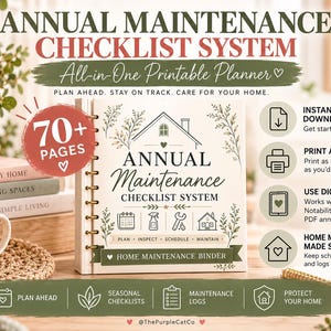 Home Maintenance Planner Printable | Annual Maintenance Checklist | Home Maintenance Binder | House Maintenance Tracker PDF