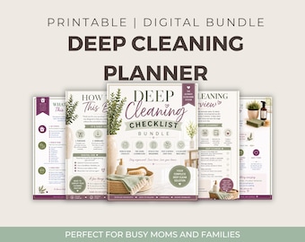Deep Cleaning Checklist Bundle + Planner | Printable Cleaning Schedule, Home Reset System, Cleaning Tracker, Busy Mom Organizer