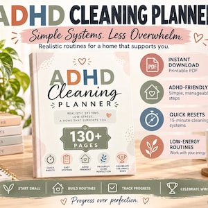 ADHD Cleaning Planner | Printable Home Management Binder, Decluttering & Reset System for Busy Moms