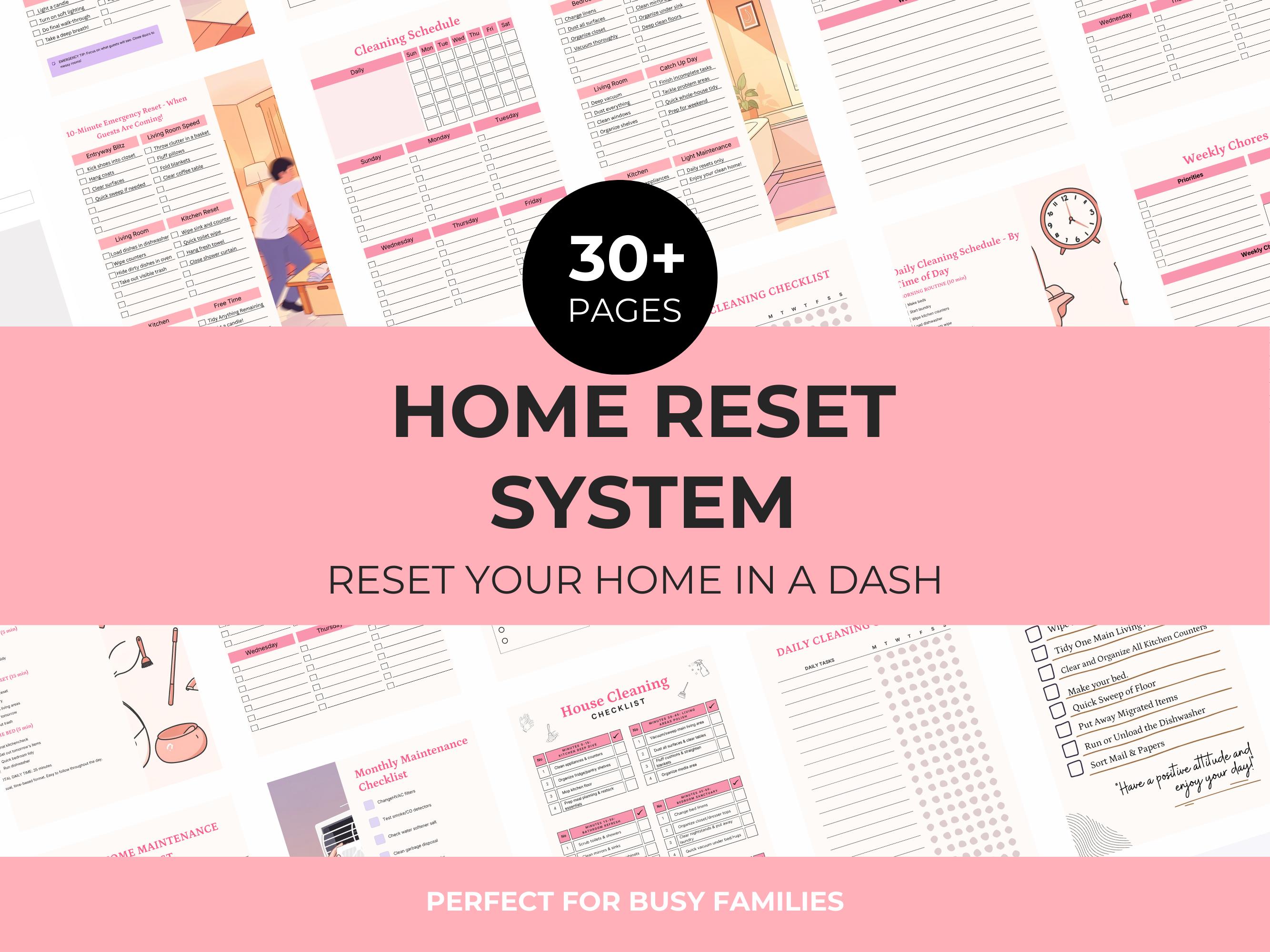 Weekly Home Reset System Printable | Cleaning Checklist Bundle | Mom ...