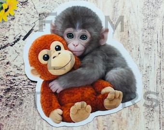 Viral Baby Monkey Sticker, Punch the Monkey Decal, Punch the Monkey Sticker, Emotional Support Animal Sticker, Water Bottle Sticker