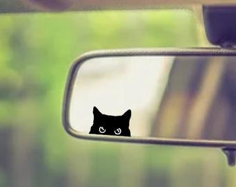 Cat Peeker Decal, Car Decal, Black Cat Peeker Sticker, Blank Button, Vinyl Decal, Car Stickers, Vinyl Stickers, Eject Sticker, Cat Decal