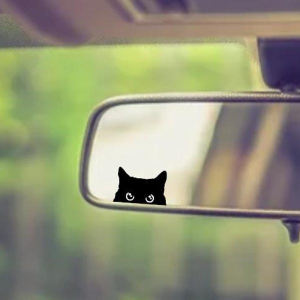 Cat Peeker Decal, Car Decal, Black Cat Peeker Sticker, Blank Button, Vinyl Decal, Car Stickers, Vinyl Stickers, Eject Sticker, Cat Decal