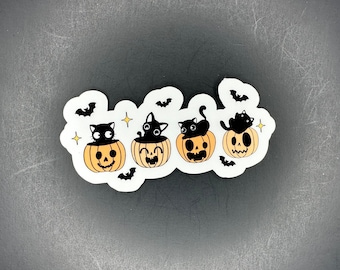 Halloween Black Cats Sticker, Cute cat sticker, Gifts for her, Gifts for him, Halloween black cat sticker, Waterproof Stickers, Cat decals