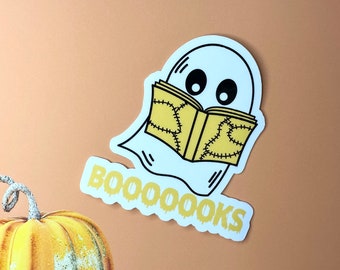 Ghost Bookish Sticker, Ghost Reading a Book Sticker, Ghost Stickers, Gifts for her, Gifts for him, Reading Sticker, Waterproof Stickers