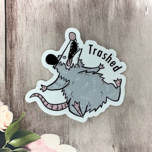 Opossum Trashed Sticker, Opossum Sticker, Possum Sticker, Cute Cat Sticker, Gifts for her, Gifts for him, Waterproof Stickers, Vinyl Sticker