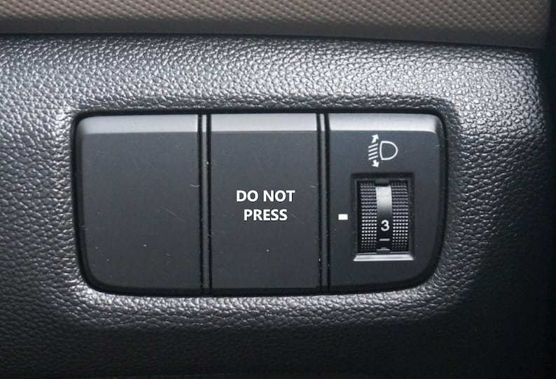 Do Not Press Button Decal, Car Decal, Eject Passenger Button, Blank Button, Vinyl Decal, Car Stickers, Vinyl Stickers, Eject Sticker image 1