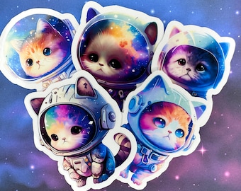 Astro Cat Sticker Pack! Pack of 5 stickers | Astronaut Cats | Cat Stickers | Cat Mom | Cat Lover | Cat Decals | Cat Sticker