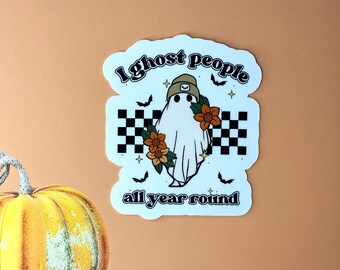 I Ghost People Sticker, Fall Season Ghost Sticker, Ghost Stickers, Gifts for her, Gifts for him, Spooky Stickers, Waterproof Stickers