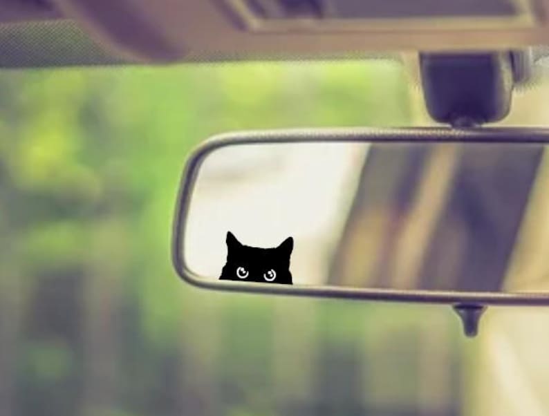 Cat Peeker Decal, Car Decal, Black Cat Peeker Sticker, Blank Button, Vinyl Decal, Car Stickers, Vinyl Stickers, Eject Sticker, Cat Decal image 1