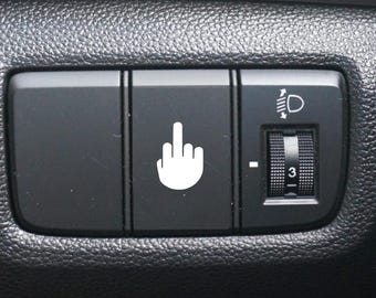 Middle Finger Button Decal, Car Decal, Eject Passenger Button, Blank Button Decal, Vinyl Decal, Car Stickers, Vinyl Stickers, Eject Sticker