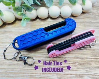 Hair Tie Holder Keychain, Hair Tie Keychain, Ponytail Holder, Stocking Stuffer, Sports Accessory, Gift idea for girls, for mom, Mother’s Day