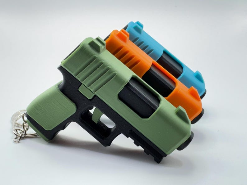 Gun Fidget Keychain Slide Action Fidget Keychain, Gun Fidget, Pistol Fidget, 3D Printed Gun ...