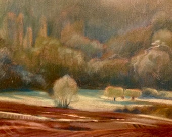 Pastel sketch of autumn landscape.