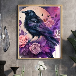 Crow Art Print, Bird Art, Art Print, Crow Art, Crow, Bird Painting, Wall Art, Crow Print, Gothic Art, Poster Print