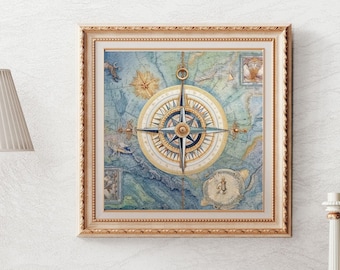 Nautical Decor Nautical Wall Art, Poster Print, Nautical Compass, Nautical Decorations, Marine Decor Nautical, Coastal Wall Art, Ocean Decor