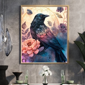 Raven, Gothic Raven, Crow Art Print, Bird Art, Art Print, Crow Art, Crow, Bird Painting, Wall Art, Crow Print, Gothic Art, Poster Print