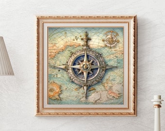 Nautical Decor Nautical Wall Art, Poster Print Nautical Compass, Nautical Decorations, Marine Decor, Nautical, Coastal Wall Art, Ocean Decor