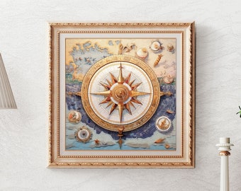 Nautical Decor Nautical Wall Art, Poster Print Nautical Compass, Nautical Decorations, Marine Decor, Nautical, Coastal Wall Art, Ocean Decor