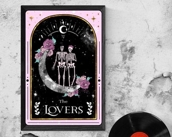 The Lovers Tarot Wall Art, Tarot Card Poster, Card Print, Mystical Art, Tarot Wall Art, Occult Decor, Gothic Art, Dark Academia, Dark Art