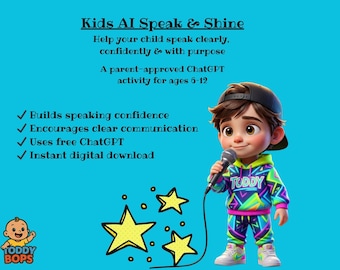 Kids AI Speak & Shine | ChatGPT Speaking Confidence Activity for Kids Ages 6–12 | Public Speaking And Communication Practice | Digital PDF