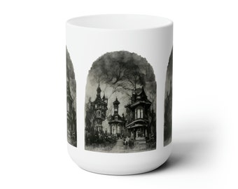 Victorian Goth Ceramic Mug, Victorian Mansion, Dark Academia, Goth Gifts, Grunge, Gothic Aesthetic, Gift Idea, Tea Cup, Coffee Cup, Mug