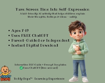 Kids AI Self-Expression Builder | ChatGPT Prompt Pack for Emotional Learning | Ages 7–12 | Creative Communication Activity | Digital PDF