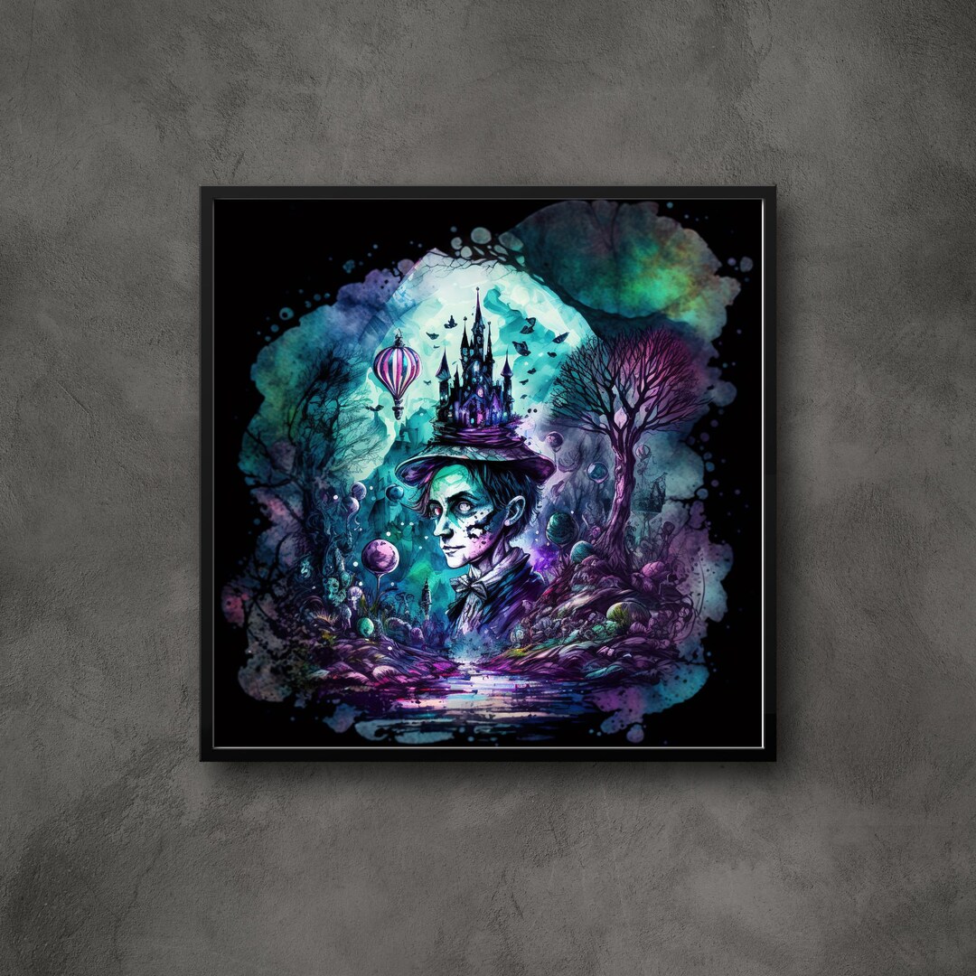 Gothic Wall Art, Dark Wonderland, Psychedelic, Poster Print, Dark