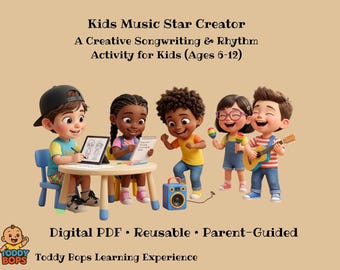 Kids Music Star Creator | Songwriting And Rhythm Activity for Kids (Ages 6–12) | Creative Music PDF | Kids Songwriting Template