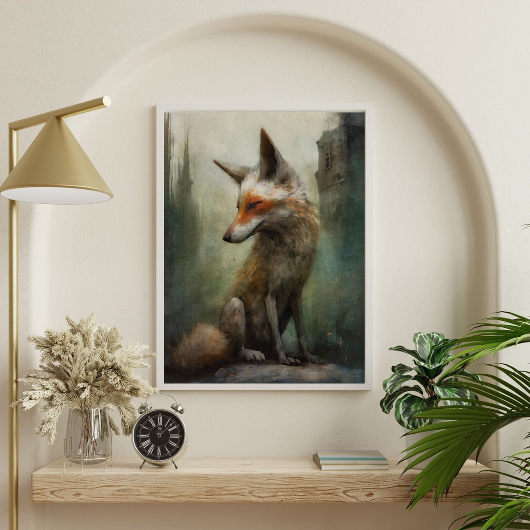 Fox Wall Art, Goth, Gothic, Dark Academia, Cottagecore, Forestcore, Fox