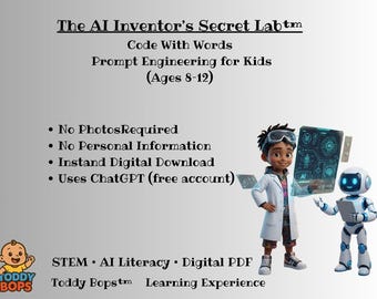 AI Inventor’s Secret Lab | Kids Prompt Engineering Kit | ChatGPT STEM Learning Activity pdf | AI Prompt Builder for Kids | ai Prompt Pack