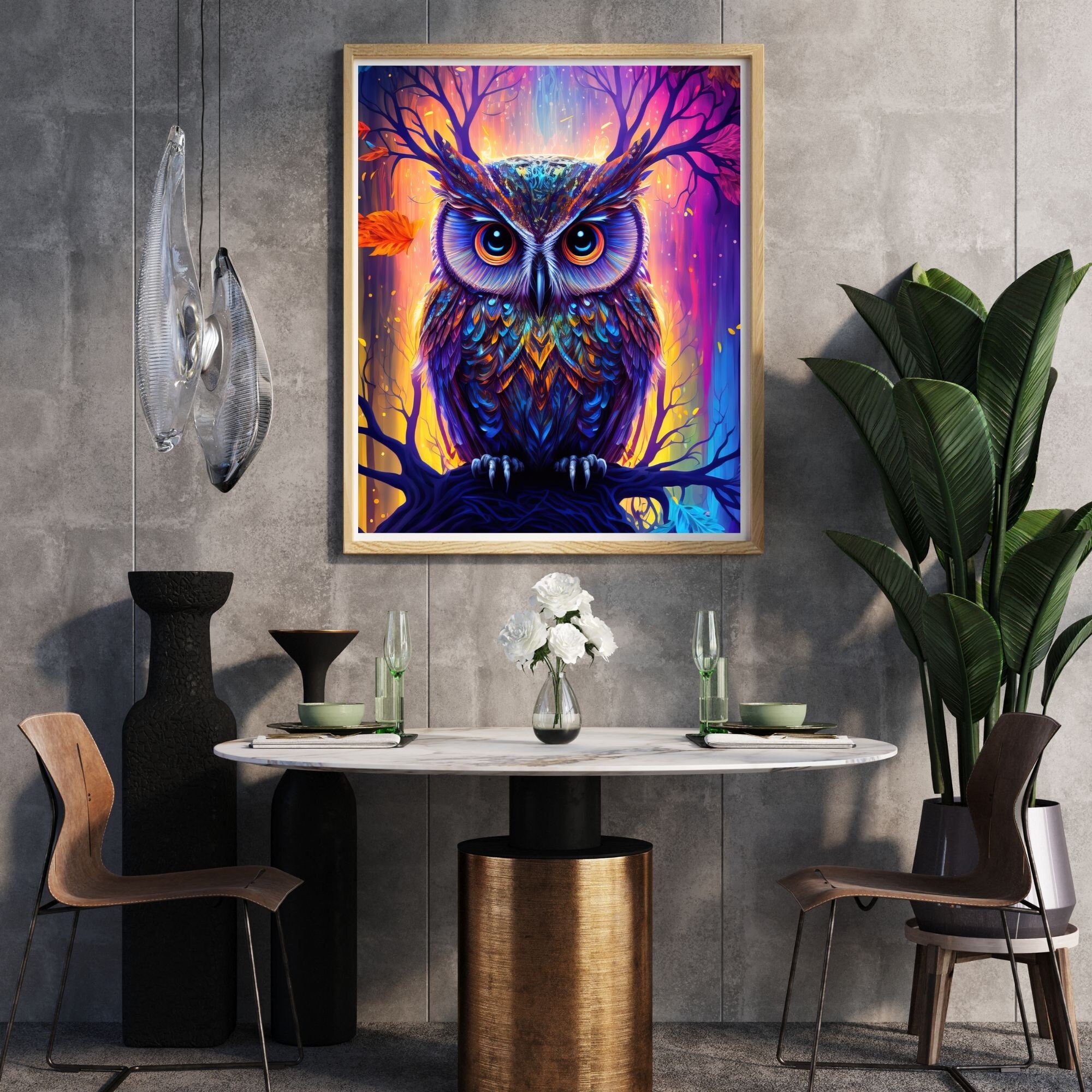 Owl Wall Art, Psychedelic Owl, Poster,  Owl Wall Decor, Owl Decor, Bird Wall Art, Owl Print, Wall Ar