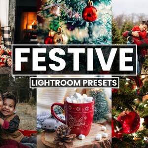 6 FESTIVE Lightroom mobile presets, desktop presets, winter presets, red Christmas family instagram filter blogger presets, xmas holiday
