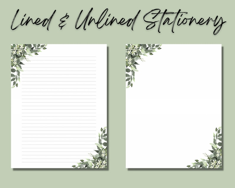 Buy Printable Botanical Letter Writing Paper Printable Leaf Stationery ...