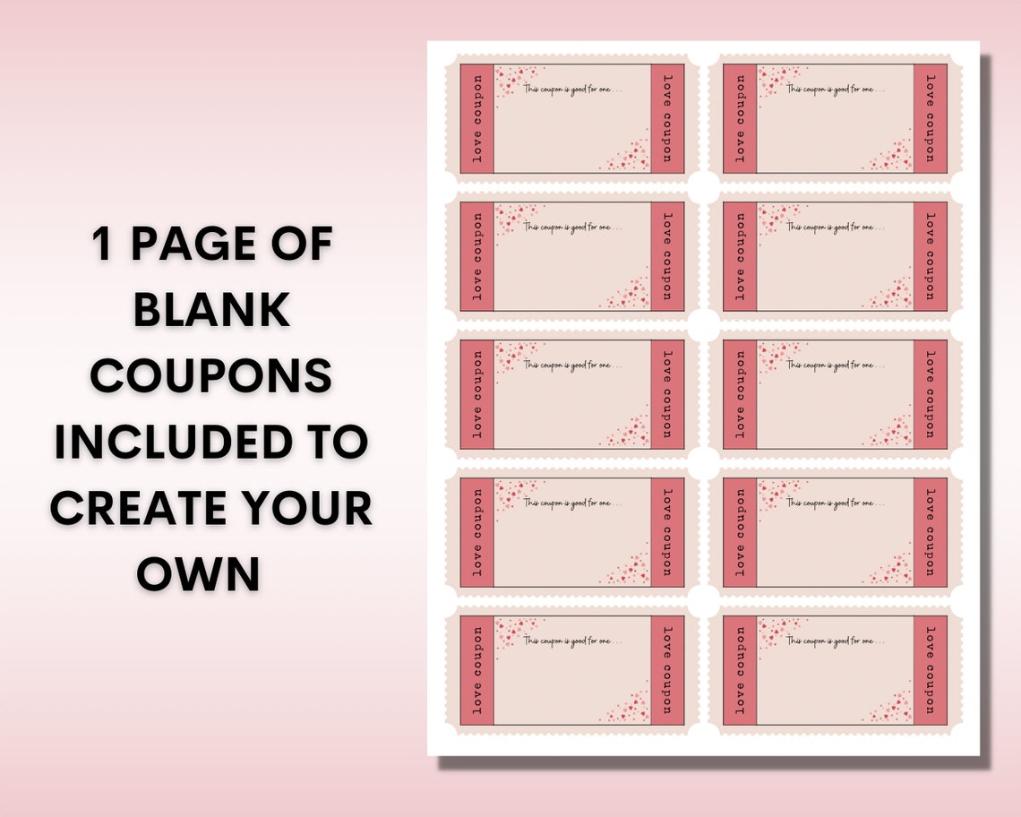 Love Coupons Printable Fun and Flirty Couples Coupon Book Valentines ...