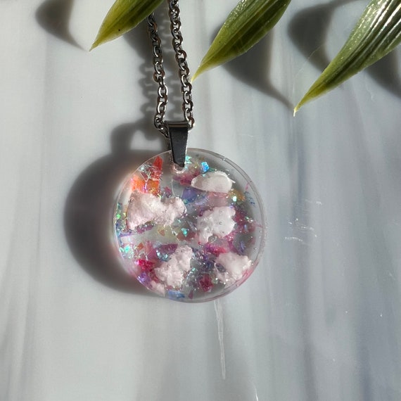 Daydreaming Iridescent Clouds Resin Pendant