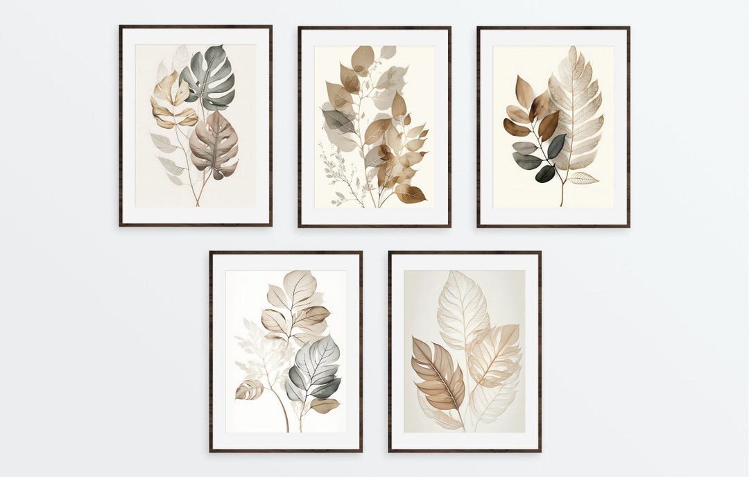 Neutral Wall Art Set of 5, Neutral Gallery Wall Set, Neutral Prints Set
