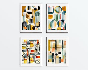 Trendy Wall Art, Bauhaus posters - modern and colorful wall art, Geometric art prints, Bauhaus art print, Bauhaus Geometric Shapes Art Print