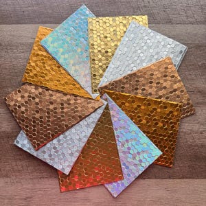 Honeycomb Embossed Metallic Cardstock: Gold, Rose Gold, Silver, Copper, Holographic - A2, 10 Sheets