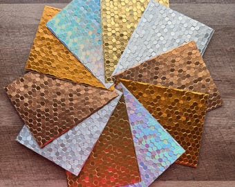 Honeycomb Embossed Metallic Cardstock: Gold, Rose Gold, Silver, Copper, Holographic - A2, 10 Sheets