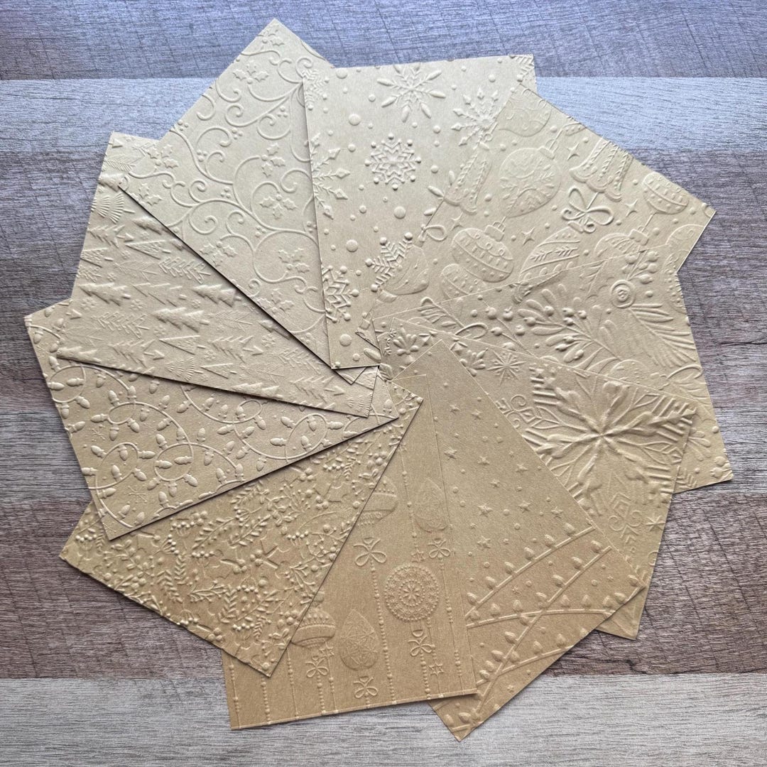 Rustic Embossed Christmas Cardstock: Holiday Craft Paper, 10 A2 Sheets ...