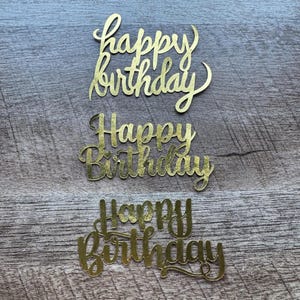 Gold Foil Happy Birthday Die Cuts – Set of 3 – Card Making, Scrapbooking, Paper Crafts, Embellishments for DIY Birthday Cards & Party Decor
