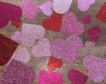 25 Die-Cut Glitter Hearts – Wedding, Confetti, Scrapbooking, Card Making, Journaling Supplies