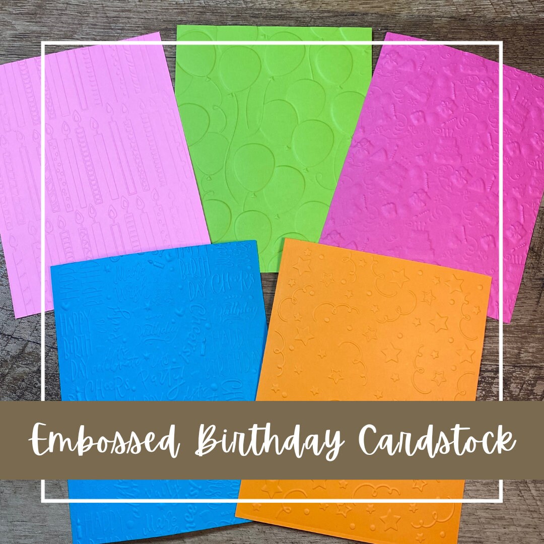 Embossed Cardstock Set 50 Sheets With Confetti, Birthday Balloons ...
