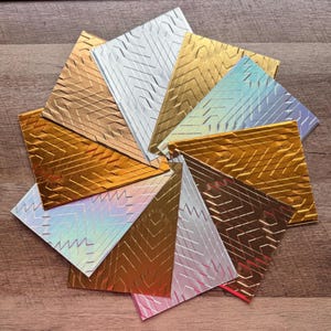 10 Sheets Chevron Embossed Metallic Cardstock – A2 Foil Sheets | Cardmaking, Scrapbooking, DIY Crafts